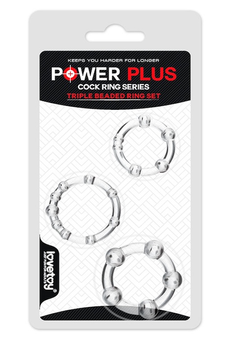 Power Plus Triple Beaded Ring Set